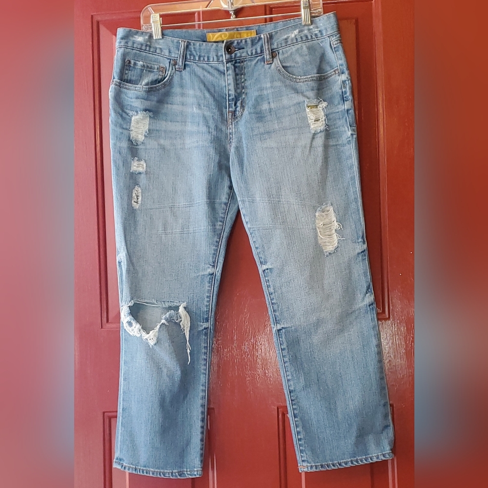 Refuge Womens Juniors Jeans Capri Cropped Size 9 Distressed Stretch